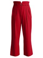Matchesfashion.com Redvalentino - High Rise Notched Waist Trousers - Womens - Red