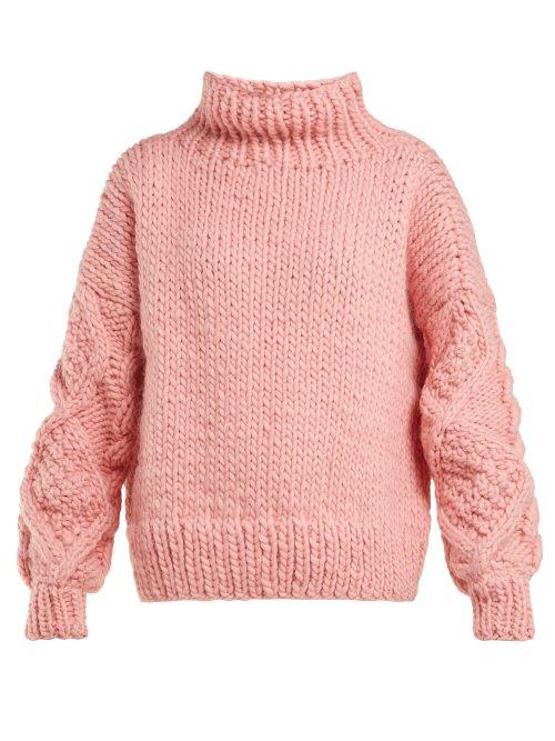 Matchesfashion.com I Love Mr Mittens - High Neck Knitted Wool Sweater - Womens - Pink