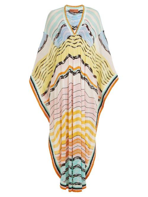 Matchesfashion.com Missoni Mare - Wave Striped Knitted Kaftan - Womens - Multi