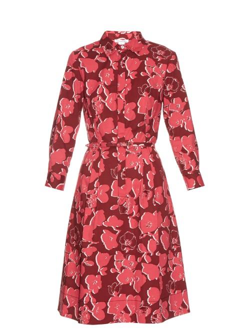 Oscar De La Renta Graphic Floral-print Stretch-cotton Shirtdress