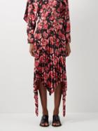 Thebe Magugu - Nightmare Floral-print Pleated Crepe Skirt - Womens - Red Multi