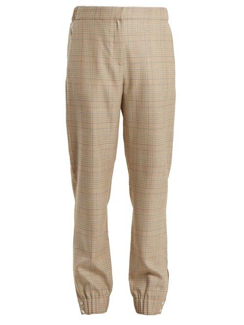 Matchesfashion.com Tibi - Cooper Wool Blend Checked Tapered Leg Trousers - Womens - Beige Multi