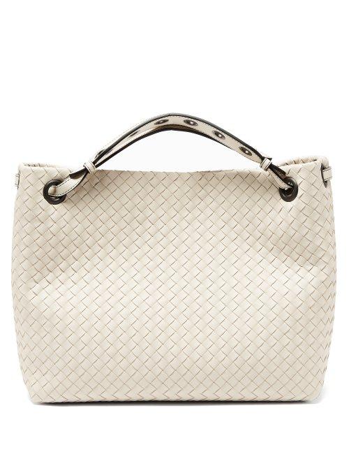 Matchesfashion.com Bottega Veneta - Garda Intrecciato Leather Tote - Womens - Light Grey