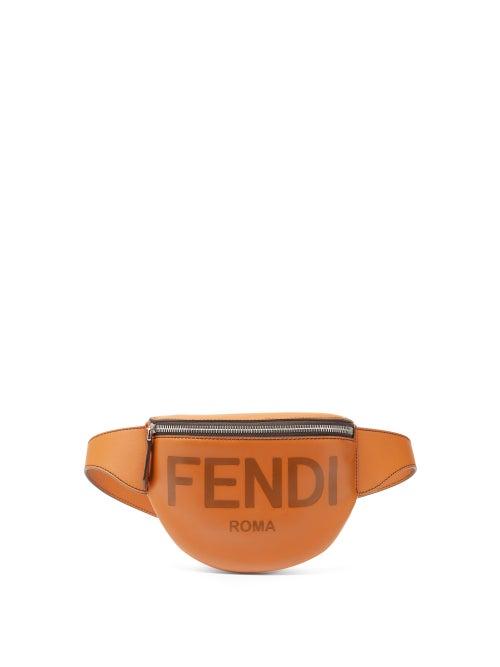 Mens Bags Fendi - Logo-debossed Leather Belt Bag - Mens - Tan