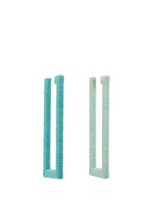 Matchesfashion.com Rebecca De Ravenel - Geo Mismatched Angular Earrings - Womens - Blue