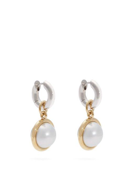 Matchesfashion.com Spinelli Kilcollin - Galina Silver, 18kt Gold & Pearl Hoop Earrings - Womens - Black