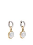 Matchesfashion.com Spinelli Kilcollin - Galina Silver, 18kt Gold & Pearl Hoop Earrings - Womens - Black