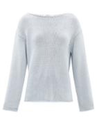Another Tomorrow - Boat-neck Cotton Sweater - Womens - Blue