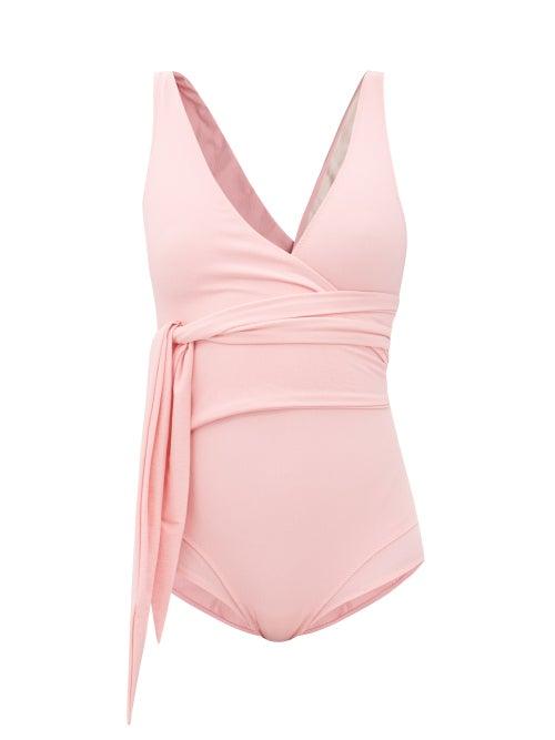 Lisa Marie Fernandez - Dree Wrap Tie-side Swimsuit - Womens - Light Pink
