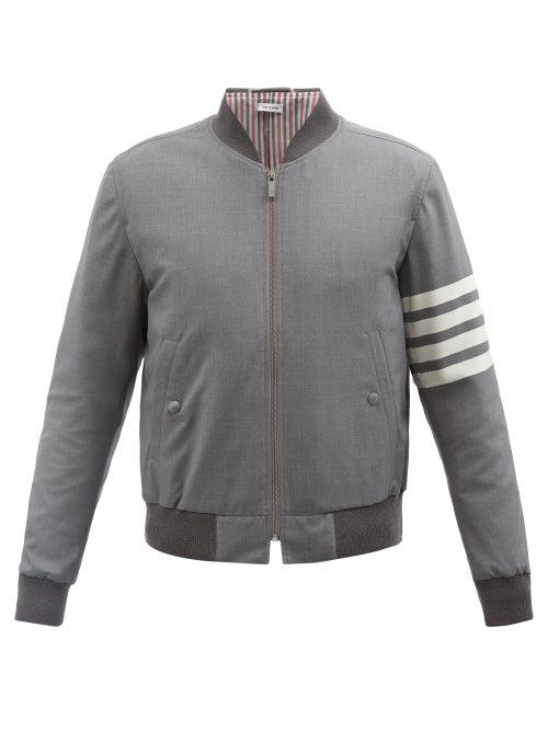 Thom Browne - Four-bar Wool Bomber Jacket - Mens - Grey