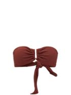 Matchesfashion.com Self-portrait - U-bar Ribbed Bandeau Bikini Top - Womens - Brown