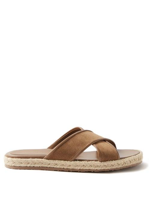 Gianvito Rossi - Cesare Suede And Leather Sandals - Mens - Beige