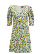 Matchesfashion.com Saloni - Colette Floral Print Crepe Mini Dress - Womens - White Multi