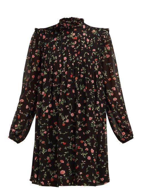 Matchesfashion.com Ganni - Elm Floral Print Mini Dress - Womens - Black