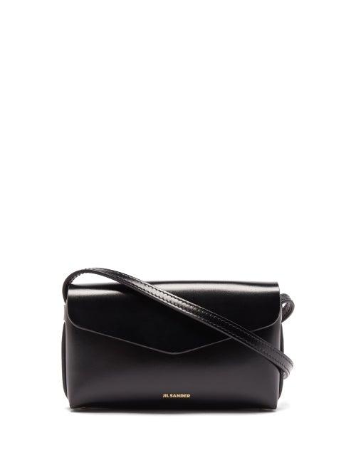 Jil Sander - Rivet Leather Envelope Cross-body Bag - Womens - Black