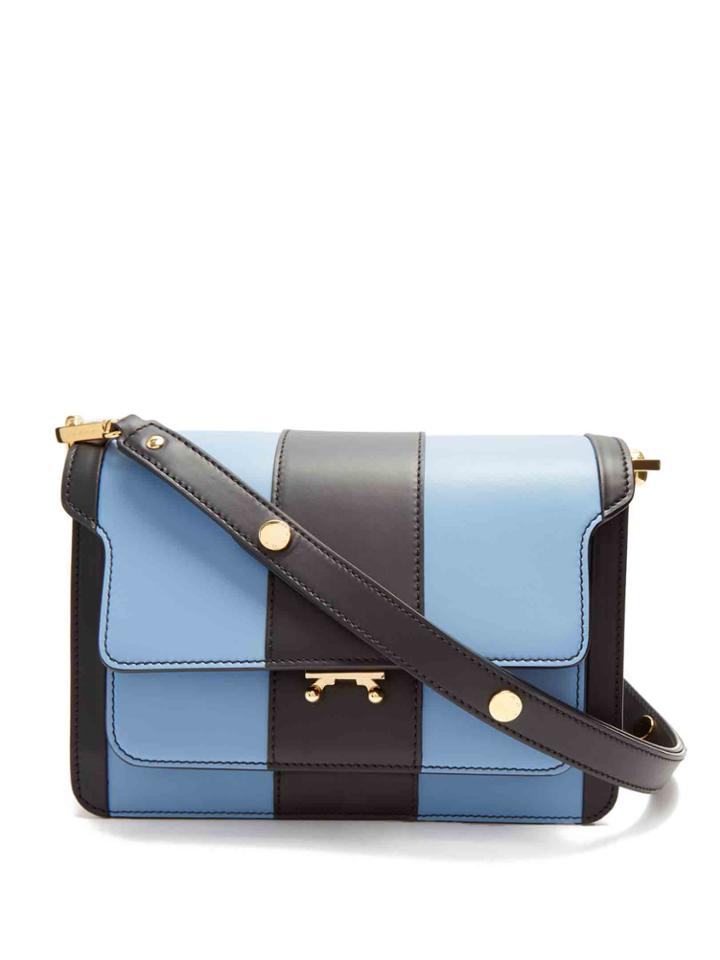 Marni Trunk Striped Medium Leather Shoulder Bag