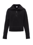 Mens Rtw Bottega Veneta - Foldover-collar Wool-blend Sweater - Mens - Black
