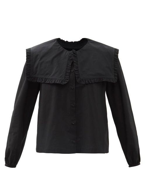 Ladies Rtw Molly Goddard - Melanie Frilled-collar Cotton-poplin Blouse - Womens - Black