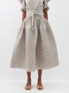 Horror Vacui - Toga Floral-print Cotton-poplin Midi Skirt - Womens - White Blue Yellow