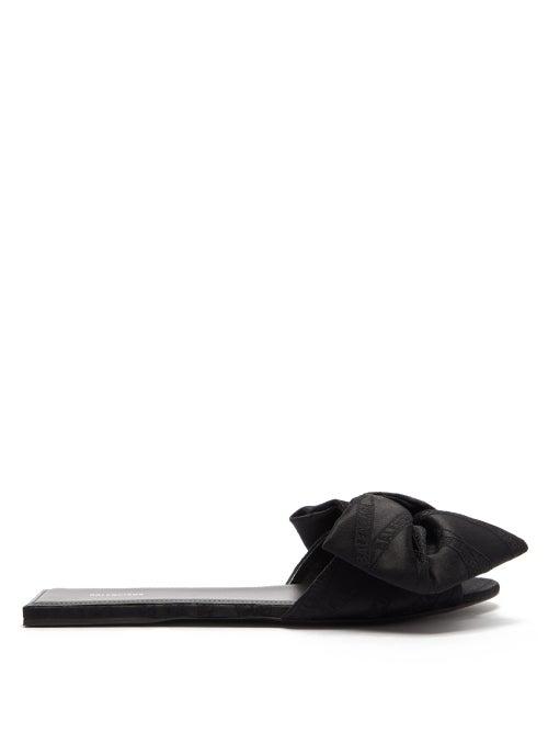 Matchesfashion.com Balenciaga - Monogram Jacquard Bow Embellished Slides - Womens - Black
