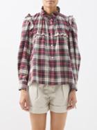 Isabel Marant Toile - Idety Ruffled Checked Cotton-flannel Shirt - Womens - Maroon