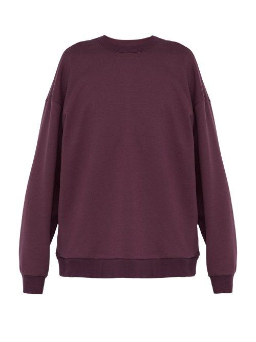 Matchesfashion.com Deveaux - Oversized Cotton Crew Neck Sweatshirt - Mens - Burgundy