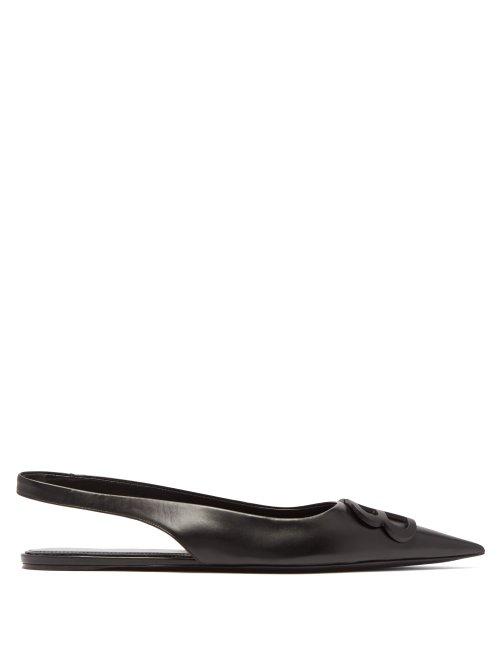 Matchesfashion.com Balenciaga - Bb Slingback Leather Flats - Womens - Black