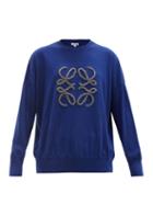 Matchesfashion.com Loewe - Rope-anagram Wool-blend Sweater - Womens - Blue
