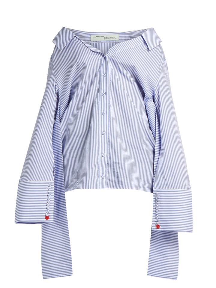 Off-white Off-the-shoulder Striped Shirt