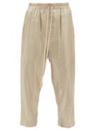 Rick Owens - Astaires Drop-seat Metallic Cropped Trousers - Womens - Silver