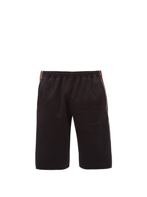 Matchesfashion.com Gucci - Gucci Band Logo Embroidered Shorts - Mens - Black Red
