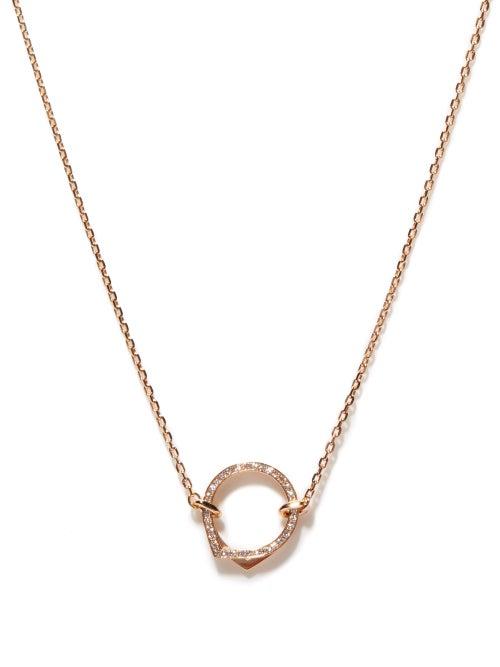 Repossi - Antifer Diamond & 18kt Rose-gold Necklace - Womens - Rose Gold