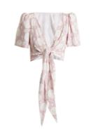 Matchesfashion.com Rebecca De Ravenel - Talitha Polka Dot Print Tie Waist Cropped Top - Womens - Pink