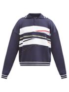 Matchesfashion.com Y/project - Slashed Cotton-blend Polo Sweater - Mens - Navy