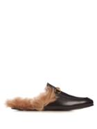 Gucci Princetown Fur-lined Leather Loafers