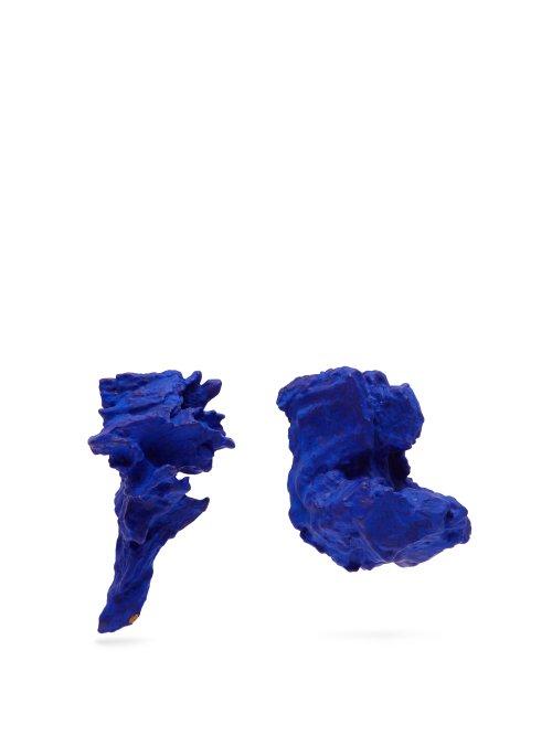 Matchesfashion.com Ingy Stockholm - Mismatched Painted Wood Earrings - Womens - Blue