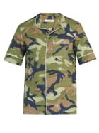 Matchesfashion.com Valentino - Camouflage Print Short Sleeved Cotton Shirt - Mens - Green Multi