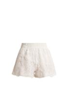 Matchesfashion.com Lila Eugnie - 1832 High Rise Cotton And Silk Blend Shorts - Womens - White