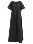 Matchesfashion.com Co - Boat-neck Balloon-sleeve Cotton-blend Maxi Dress - Womens - Black
