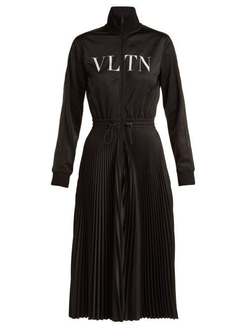 Matchesfashion.com Valentino - Vltn Pleated Jersey Midi Dress - Womens - Black