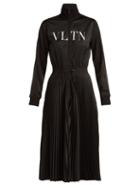 Matchesfashion.com Valentino - Vltn Pleated Jersey Midi Dress - Womens - Black
