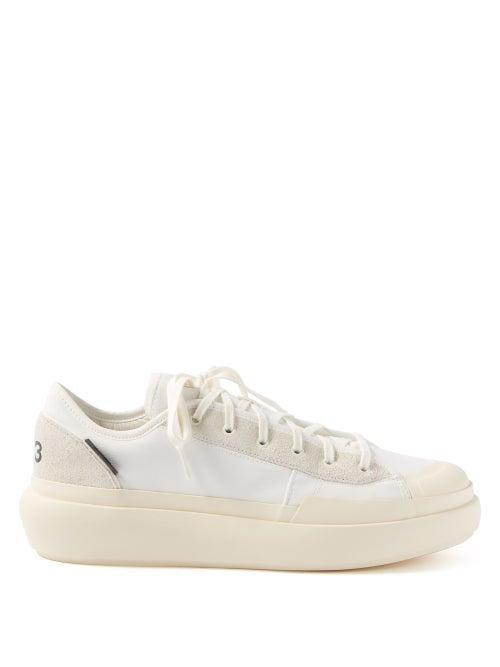 Y-3 - Ajatu Court Suede-trim Canvas Trainers - Mens - Beige White