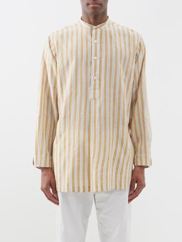 Itoh - Striped Cotton-blend Shirt - Mens - Yellow Stripe