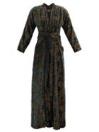 Matchesfashion.com Etro - Gathered Paisley-velvet Devor Maxi Dress - Womens - Dark Blue