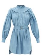 Ulla Johnson - Ingrid Gathered Poplin Mini Dress - Womens - Blue