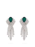 Matchesfashion.com Alessandra Rich - Crystal Chandelier Clip Earrings - Womens - Green