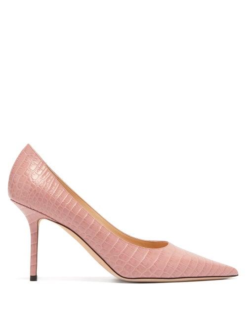 Matchesfashion.com Jimmy Choo - Love 85 Crocodile Effect Leather Pumps - Womens - Light Pink
