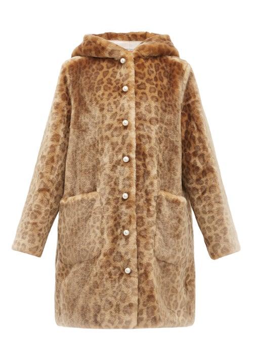 Matchesfashion.com Shrimps - Gloria Leopard Print Faux Fur Hooded Coat - Womens - Leopard