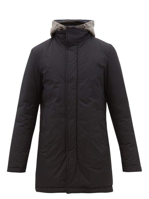 Matchesfashion.com Herno - Gilet Insert Quilted Hooded Parka - Mens - Navy