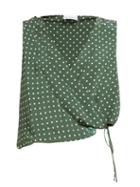 Matchesfashion.com Raey - Cross Over Polka Dot Silk Top - Womens - Green Print